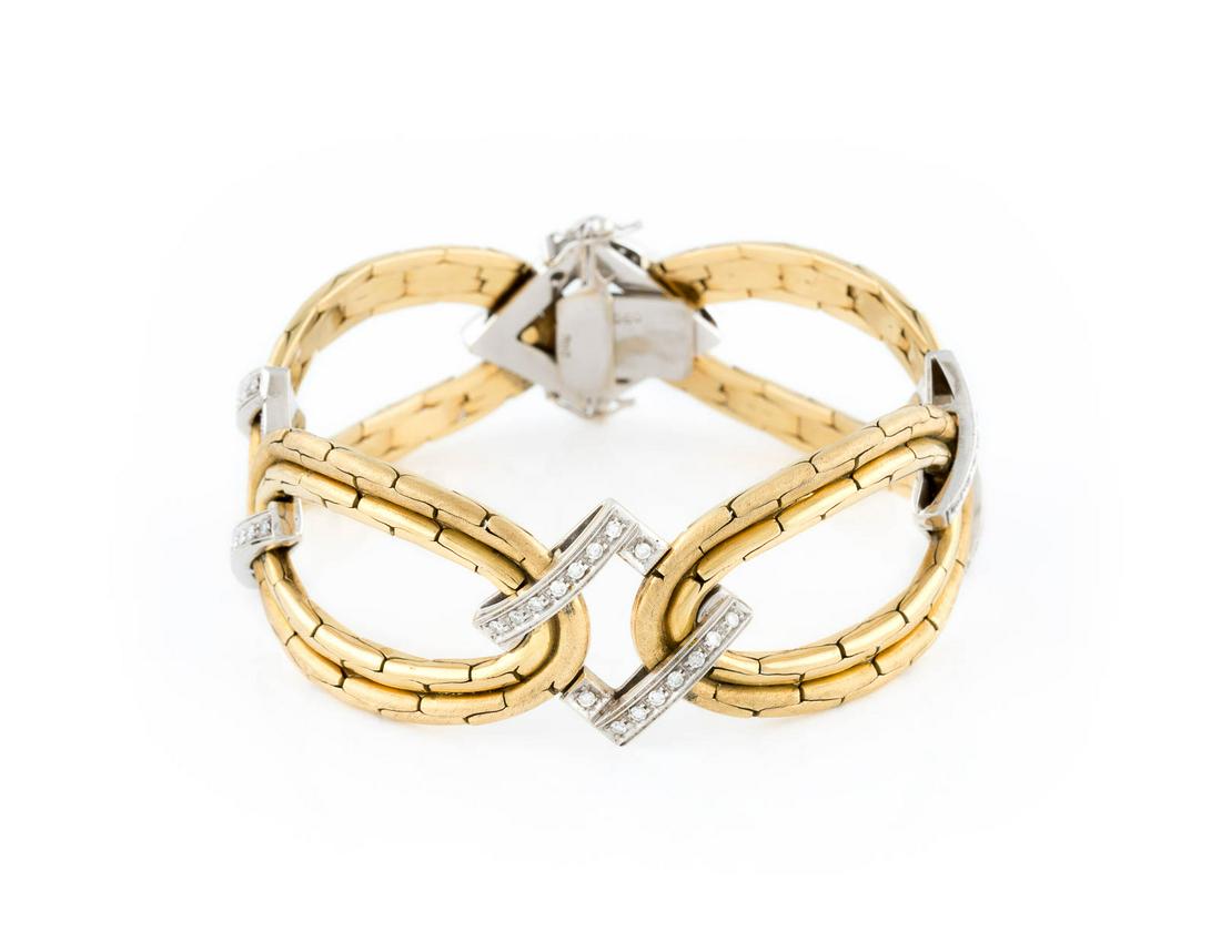 DIAMANT-ARMBAND Gelbgold, Weißgold. L. 19 cm, (1 of 1)