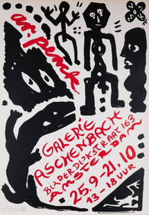 A.R. PENCK 1939 Dresden - 2017 Zürich: A.R. PENCK 1939 Dresden - 2017 Zürich AUSSTELLUNGSPLAKAT 'GALERIE ASCHENBACH' Farblithografie auf Velin. BM 100 x 70 cm. Unten links handsigniert 'ar. penck'. Aus einer Auflage von 300 Exemplaren