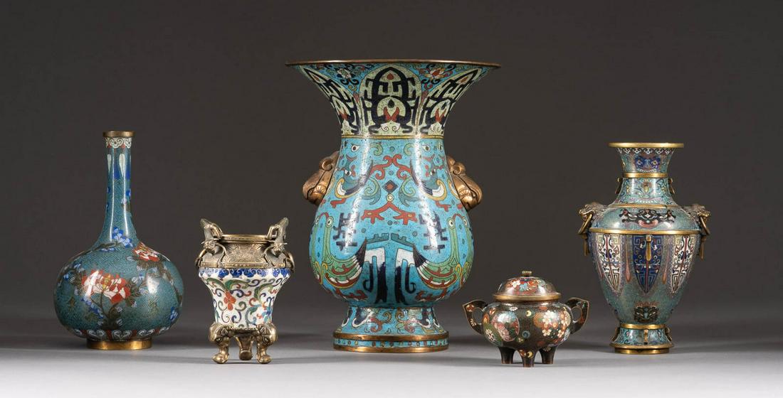 FÜNF CLOISONNÉ-GEFÄßE China und (1 of 3)