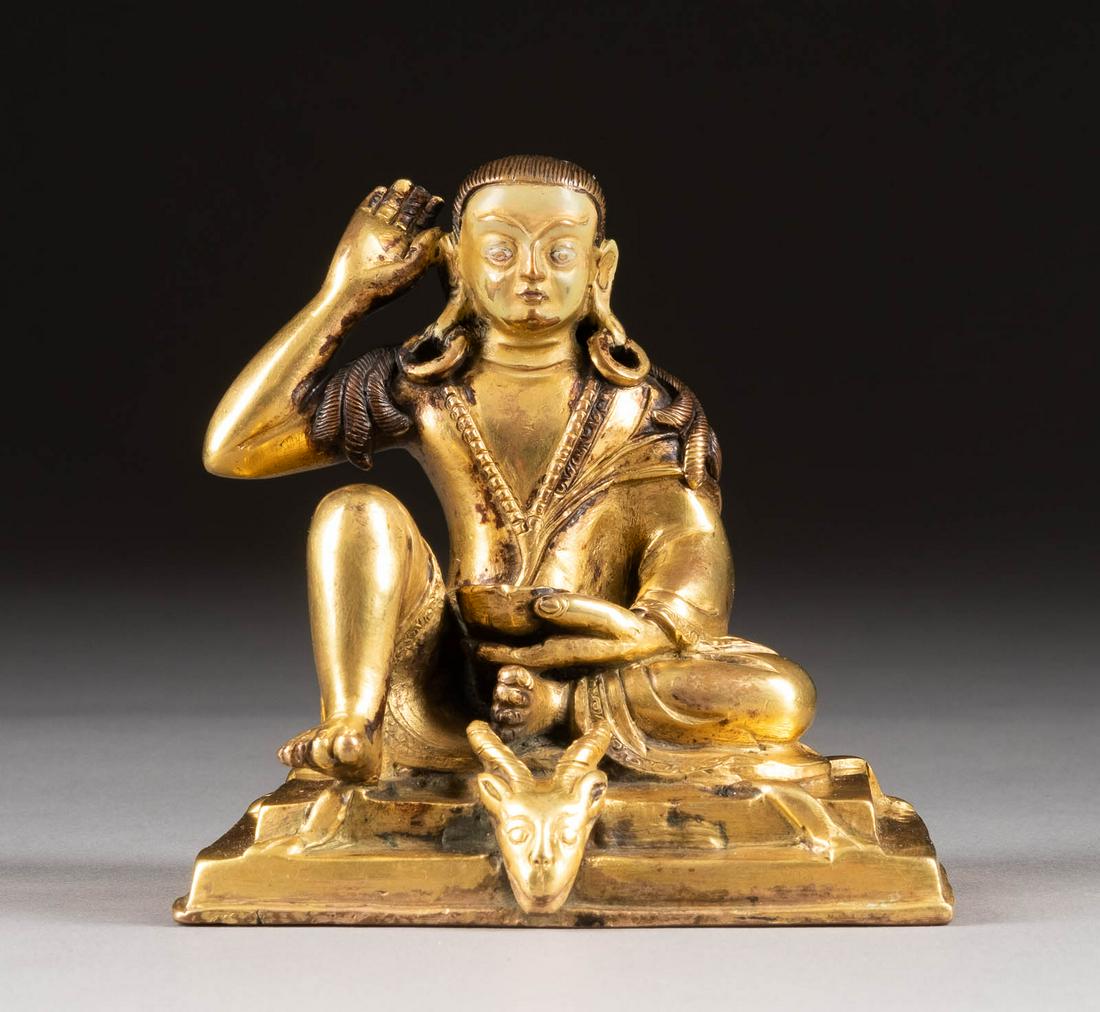 EINE MILAREPA-FIGUR Tibet, um 1800 Bronze. H. 9,1 cm. (1 of 2)