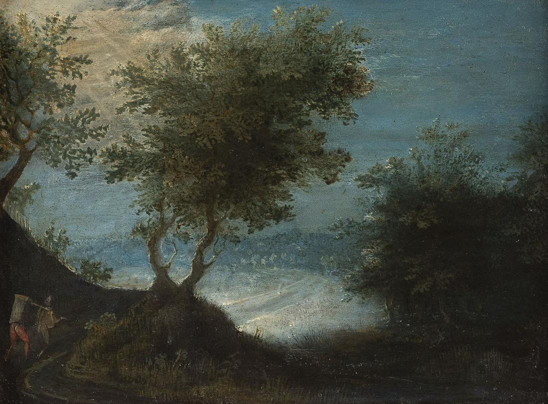 DAVID VINCKBOONS (ATTR.), PAAR GEMAELDE: LANDSCHAFT MIT: DAVID VINCKBOONS (ATTR.) ('ALSO: VINGBOONS, VINGHBOONS, VINCKEBOINS OR VINCKBOOM') Baptised 13 August 1576 Mechelen - About 1632 Amsterdam PAIR OF PAINTINGS: LANDSCAPE WITH CASTLE AND STROLLING COUPLE