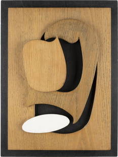HOLZRELIEF (1975): LAMBERT MARIA WINTERSBERGER1941 MÃ¼nchen - 2013 WalbourgHOLZRELIEF (1975) Holz, teils bemalt in schwarz und weiÃŸ. 40 x 30 x 2 cm. Verso: Mit Bleistift signiert und datiert 'L. M. Winters