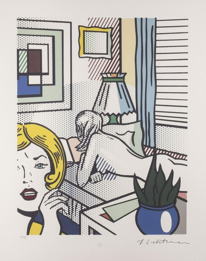 OHNE TITEL (ROOMMATES): ROY LICHTENSTEIN (NACH)1923 New York - 1997 ebendaOHNE TITEL (ROOMMATES) Farblithografie auf Arches. BM 76 x 57 cm, DM 55 x 42,5 cm (R. 89 x 70 cm). Unten rechts im Stein signiert sowie u