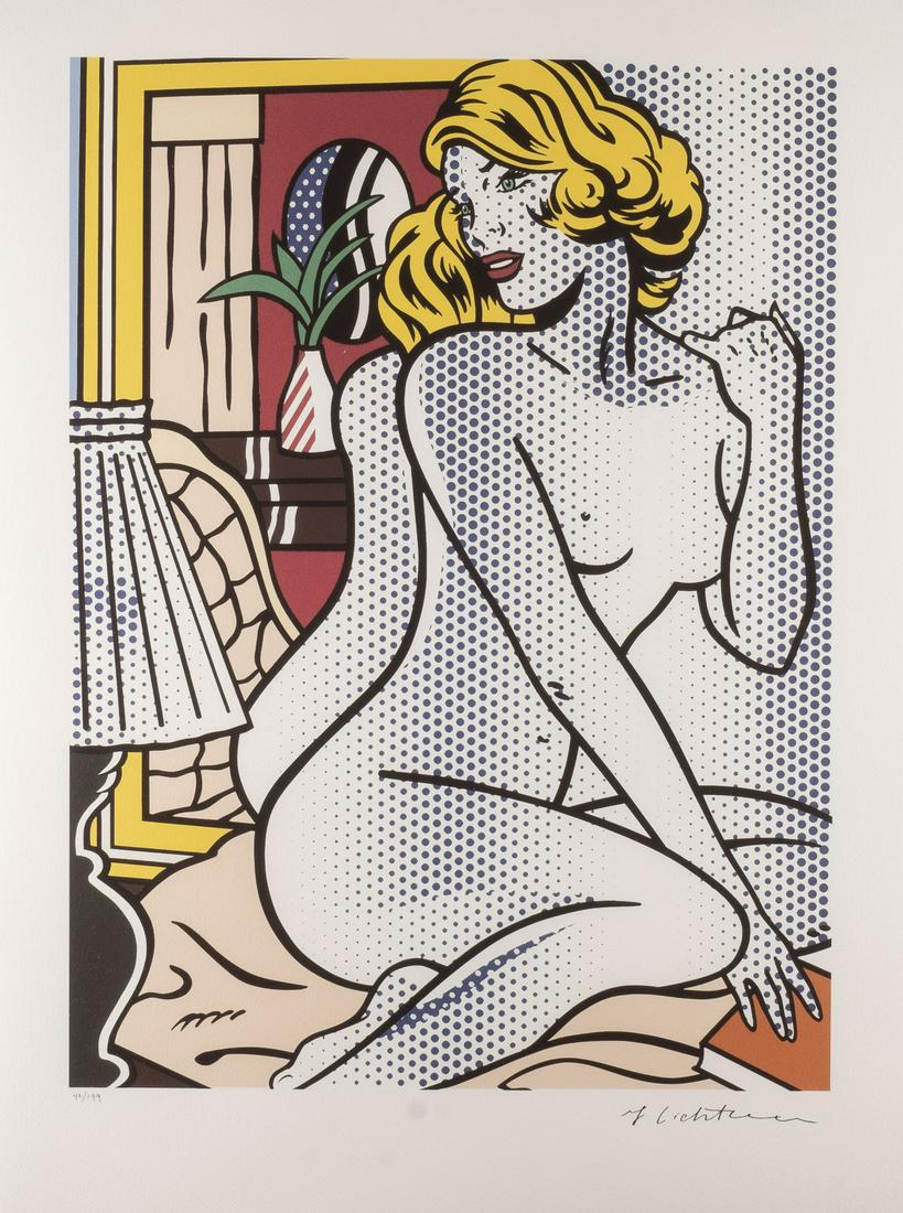 OHNE TITEL (SITTING NUDE): ROY LICHTENSTEIN (NACH)1923 New York - 1997 ebendaOHNE TITEL (SITTING NUDE) Farblithografie auf Arches. BM 76,5 x 57 cm, DM 58 x 43,5 cm (R. 88 x 69 cm). Unten rechts im Stein bezeichnet