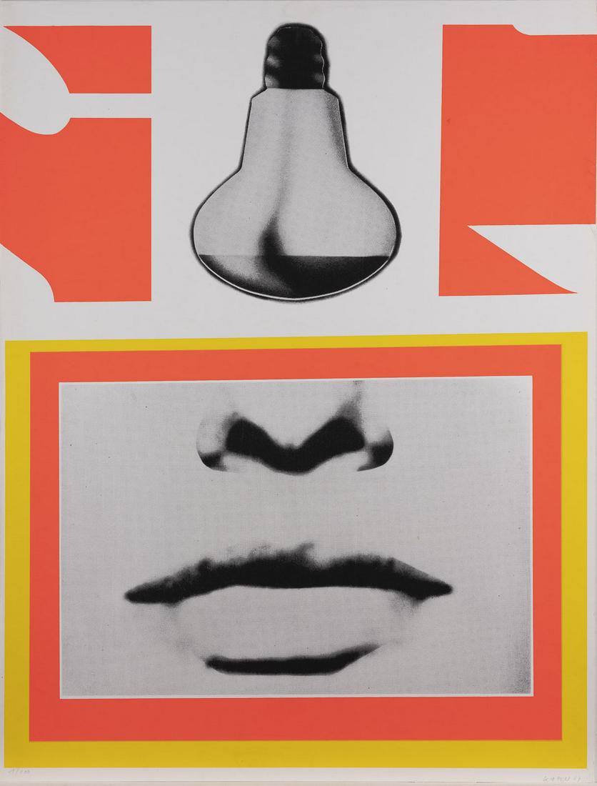 OHNE TITEL (1969): PETER KLASEN1935OHNE TITEL (1969) Farbserigrafie auf Karton. BM 64 x 48, 5 cm. Unten rechts handsigniert und datiert 'Klasen 69' sowie unten links nummeriert '1/100'. Part. min. stockflec