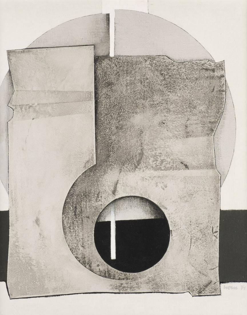 HANS OTTO MUELLER-ERBACH, KONVOLUT AUS DREI ABSTRAKTE KOMPOSITIONEN (1968, 1970, 1971): HANS OTTO MUELLER-ERBACH 1921 Bremen Set of three abstract compositions (1968, 1970, 1971) Oil on canvas or mixed media on paper. Different sizes max. up to 50 x 40 cm. Each signed and dated 'HOM'. Fr