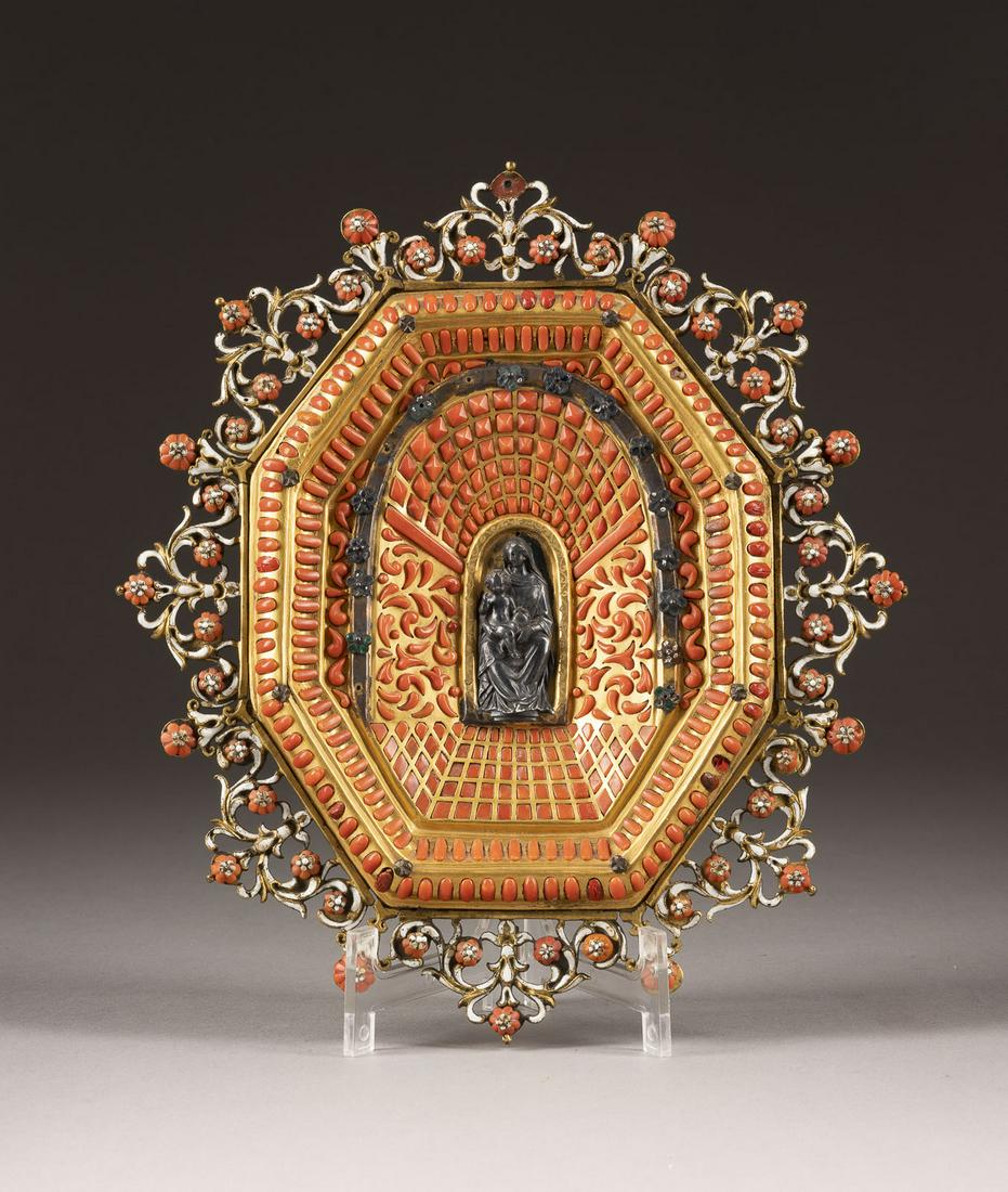 MUSEALES CAPEZZALE (ANDACHTSBILD) MIT DER THRONENDEN MADONNA MIT KIND (1 of 5)