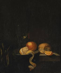 HOLLAENDISCHER MALER STILLEBEN IM STIL VON WILLEM CLAESZ. HEDA (1863): DUTCH PAINTER Active 2nd half of the 19th century. Still life in the style of Willem Claesz. HEDA (1863) Oil on canvas. 57 x 48 cm (F. 72 x 63 cm). Hardly legible monogrammed and dated lower right 'CA