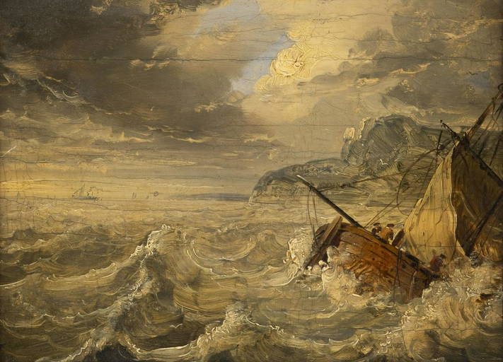 JEAN ANTOINE THEODORE GUDIN (ATTR.) KENTERNDES BOOT VOR STUERMISCHER