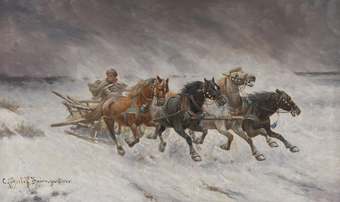 ADOLF BAUMGARTNER-STOILOFF QUADRIGA IN WINTERLANDSCHAFT (1 of 2)