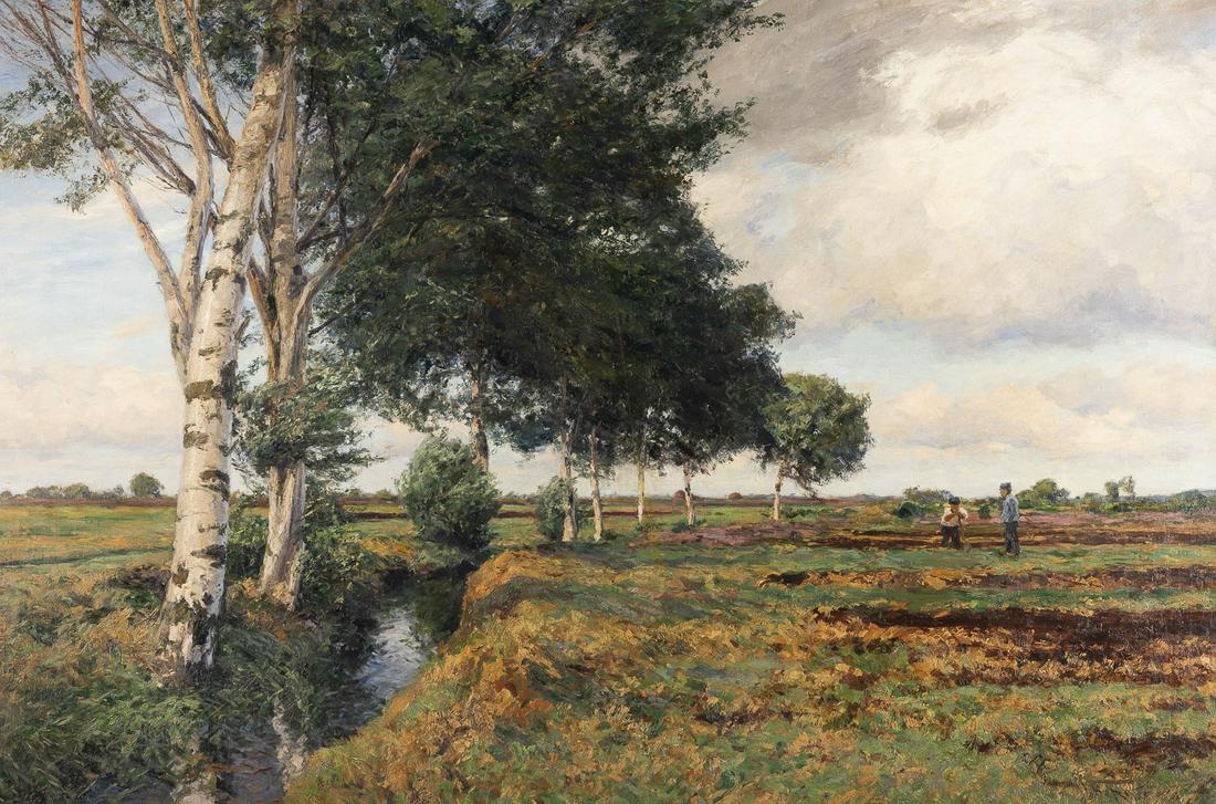 WILHELM FRITZEL SOMMERLANDSCHAFT MIT BAUERN AUF EINEM FELD (1 of 3)