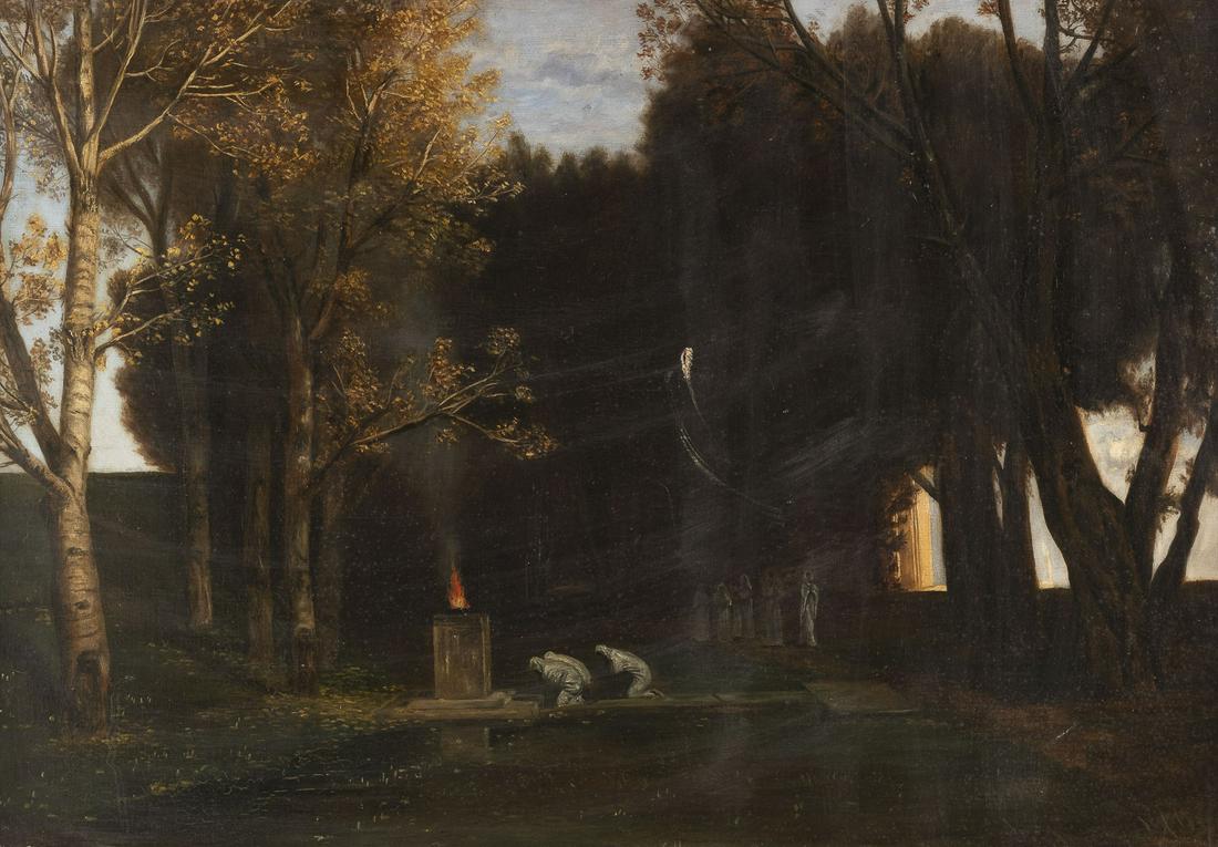 MALER DES SYMBOLISMUS VESTALINNEN VOR DEM HEILIGEN FEUER IM PARK (1 of 2)