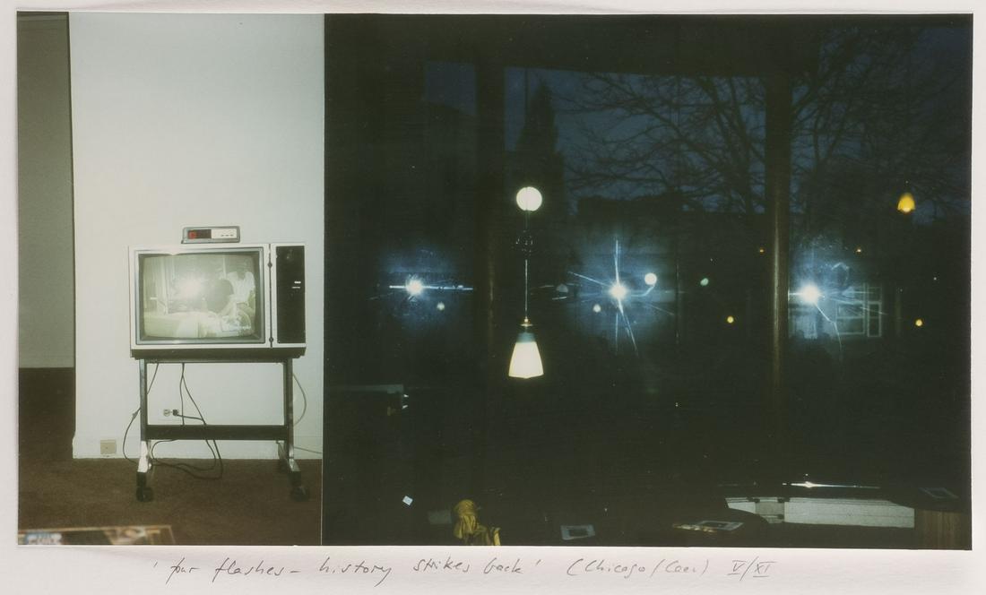 MISCHA KUBALL 'FOUR FLASHES HISTORY STRIKES BACK (CHICAGO/C: MISCHA KUBALL 1959 Duesseldorf - lives and works in Duesseldorf 'FOUR FLASHES HISTORY STRIKES BACK (CHICAGO/CAEN)' (1999) Colour photograph on cardboard. 19,5 x 35 cm (R. 51 x 68 cm). Signed by hand a