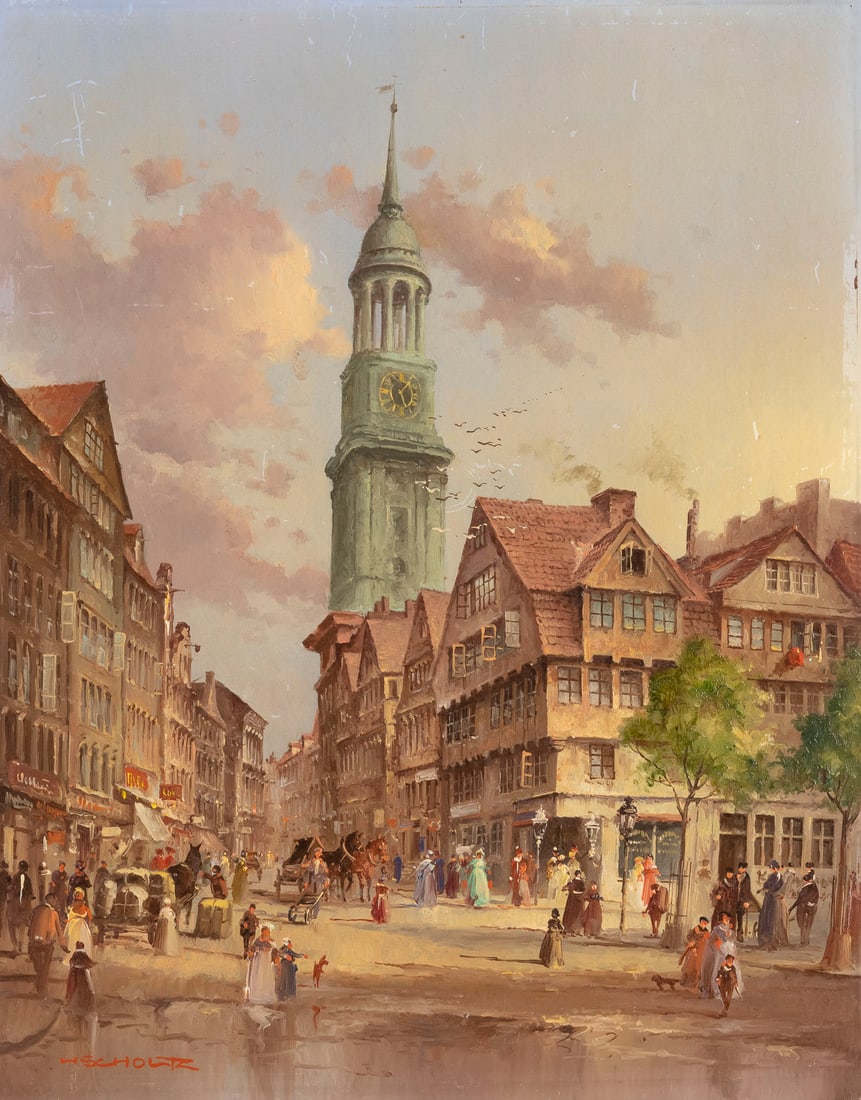 HEINZ SCHOLZ 1925 Berlin  Hamburg, Michaeliskirche  OEl auf (1 of 1)