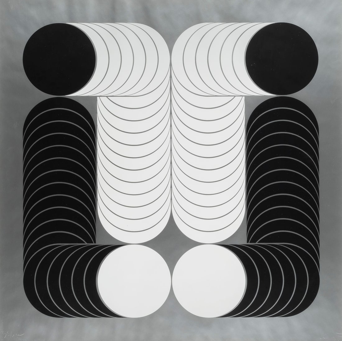 THOMAS LENK - OHNE TITEL (1970): THOMAS LENK 1933 Berlin - 2014 Schwaebisch Hall UNTITLED (1970) Colour serigraph on light cardboard. Visible size 59 x 59 cm (f. 85 x 85 cm). Signed and dated lower right and num. lower left '30/100'.