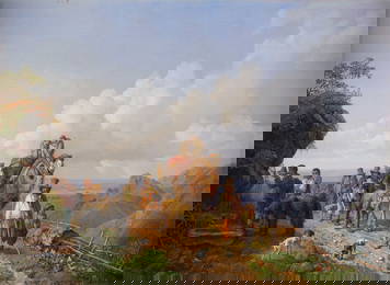 HEINRICH BUeRKEL MENAGERIE AUF DER WANDERUNG UeBER DEN PAss. UM 1847/1850