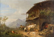 HEINRICH BUeRKEL SCHMIEDE IM GEBIRGE, 1844