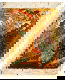 A VERY IMPORTANT ICON SHOWING THE ANNUNCIATION OF THE MOTHER OF GOD