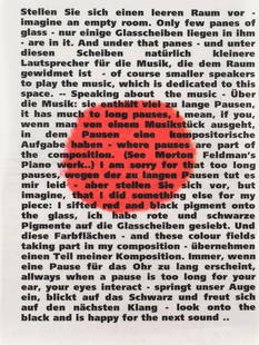 ROLF JULIUS – 'STELLEN SIE SICH EINEN LEEREN RAUM VOR' (2002): ROLF JULIUS1939 Wilhelmshaven - 2011 Berlin 'STELLEN SIE SICH EINEN LEEREN RAUM VOR' (2002) 3 sheets, inkjet print on Japanese Paper. Sheet size 33,3 x 24,3 cm. Verso: each signed, numbered and dated.