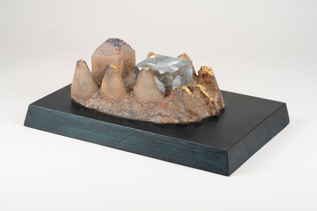 BERTIL VALLIEN – 'CLEAR FORCE': BERTIL VALLIEN1938 Sollentuna, Sweden 'CLEAR FORCE' Sweden, Kosta Boda, 1985 Sand-cast glass, sandblasted, ground and polished, wooden base. H. ca. 18 cm, W. 44 cm, D. 29,5 cm. Signed underneath 'B. V