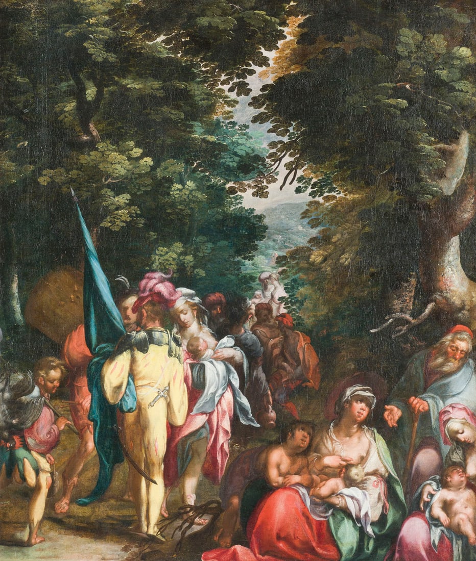 ABRAHAM BLOEMAERT | ALTTESTAMENTARISCHE SZENE: DAS VOLK DER: ABRAHAM BLOEMAERT 25 December 1564 Gorinchem (Holland) - 1651 Utrecht OLD TESTAMENT SCENE: POSSIBLY ''THE PEOPLE OF ISRAEL IN THE WILDERNESS'', CIRCA 1600-1605 Oil on canvas. 104.5 x 87.5 cm. Partiall
