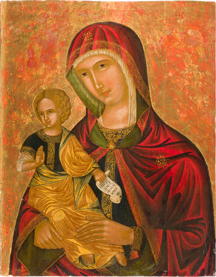 A LARGE AND FINE ICON SHOWING THE MADRE DELLA CONSOLAZIONE