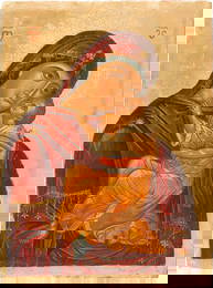 A VERY FINE ICON SHOWING THE GLYKOPHILOUSA MOTHER OF GOD