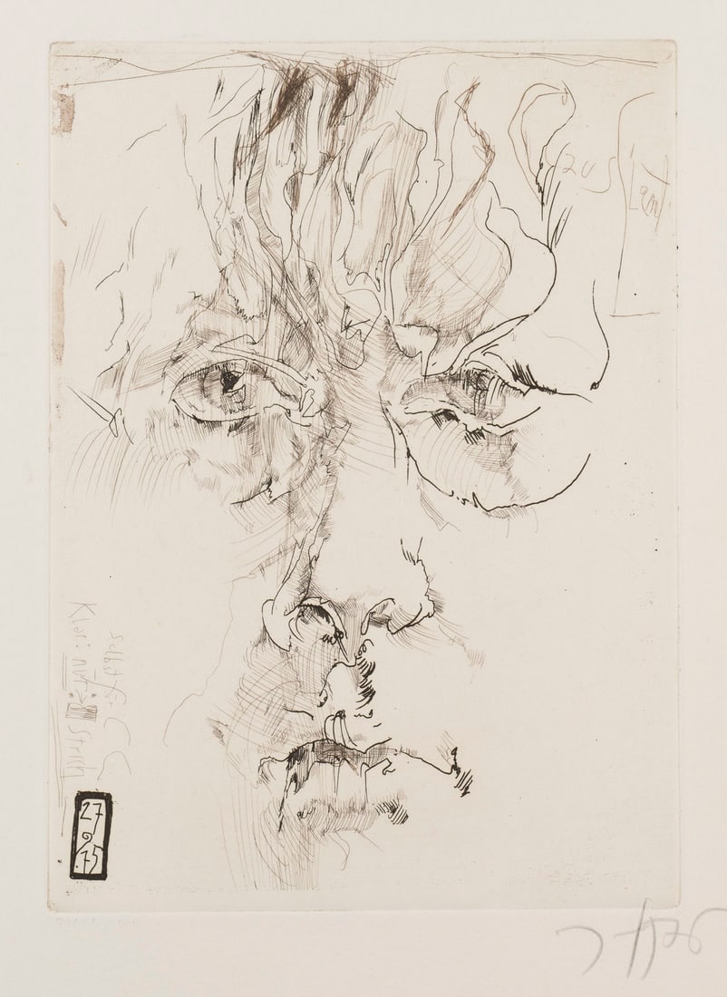 HORST JANSSEN - 'SELBST FUER CC' (1975): HORST JANSSEN 1929 Hamburg - 1995 ebenda 'SELBST FUER CC' (1975) Radierung. DM BM 41,8 x 29,7 cm. Unten rechts mit Bleistift signiert, datiert sowie im Druck sign., dat. und betitelt.HORST JANSSEN 192