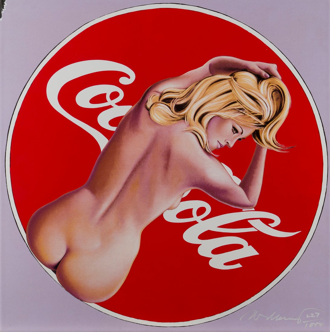 MEL RAMOS - 'COCA COLA - THE PAUSE THAT REFRESHES': MEL RAMOS 1935 Sacramento, Kalifornien - 2018 Oakland, Kalifornien 'COCA COLA - THE PAUSE THAT REFRESHES' Farbserigrafie und Farboffsetdruck auf emailliertem Metall. 40 x 40 x 2,5 cm. Unten rechts mit