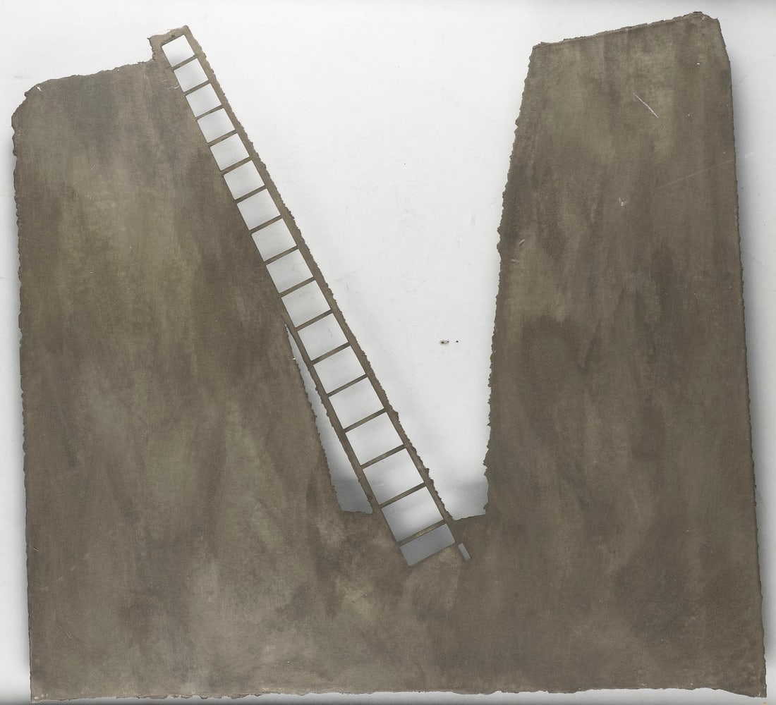 MANFRED MUELLER - OHNE TITEL (1982): MANFRED MUELLER 1950 Duesseldorf - lebt und arbeitet in Duesseldorf/Los Angeles, USA OHNE TITEL (1982) Betonfarbe auf Loeschkarton, zugeschnitten. R 82,5 x 93,5 cm, BM ca. 73 x 67,5 cm. Verso: Rueckse