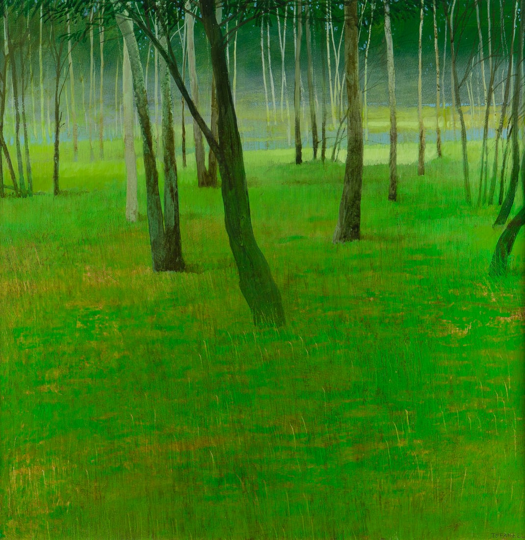 ALESSANDRO TOFANELLI - WALDLICHTUNG: ALESSANDRO TOFANELLI 1959 Viareggio, Italien WALDLICHTUNG OEl auf Platte. R 51,6 x 51,6 cm. 41,5 x 41,5 cm. Unten rechts sign. 'Tofanelli'. Rahmen.ALESSANDRO TOFANELLI 1959 Viareggio, Italy FOREST CLE
