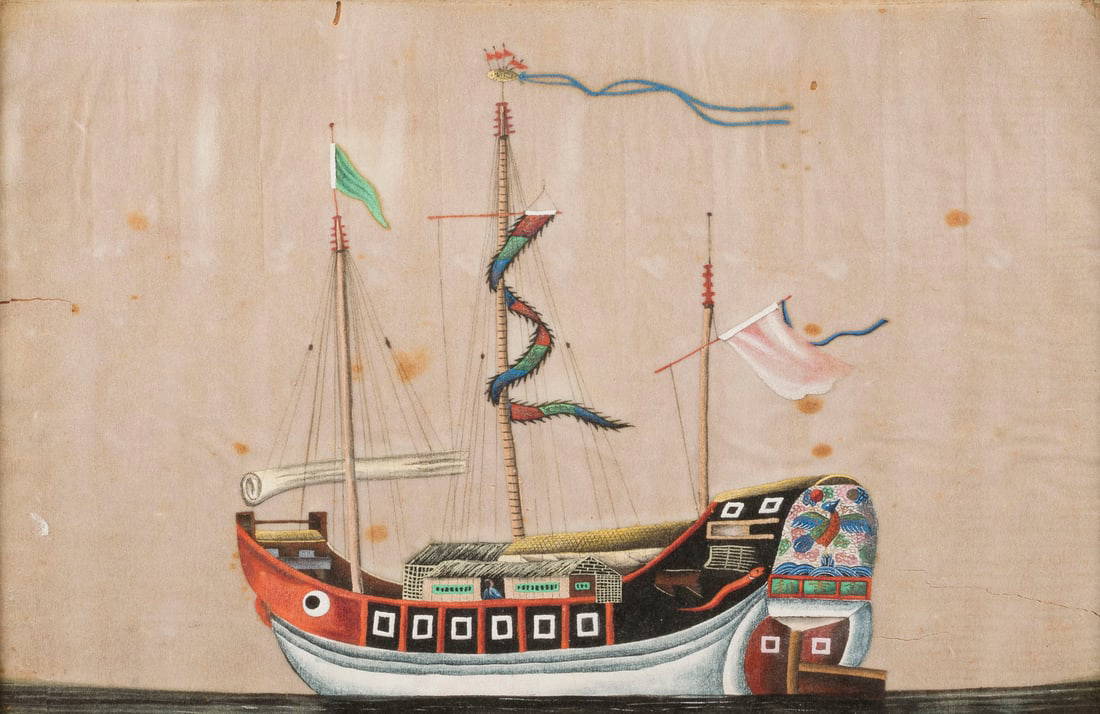 ZWEI CHINESISCHE EXPORT-AQUARELLE VON JUNKS UND SAMPANS