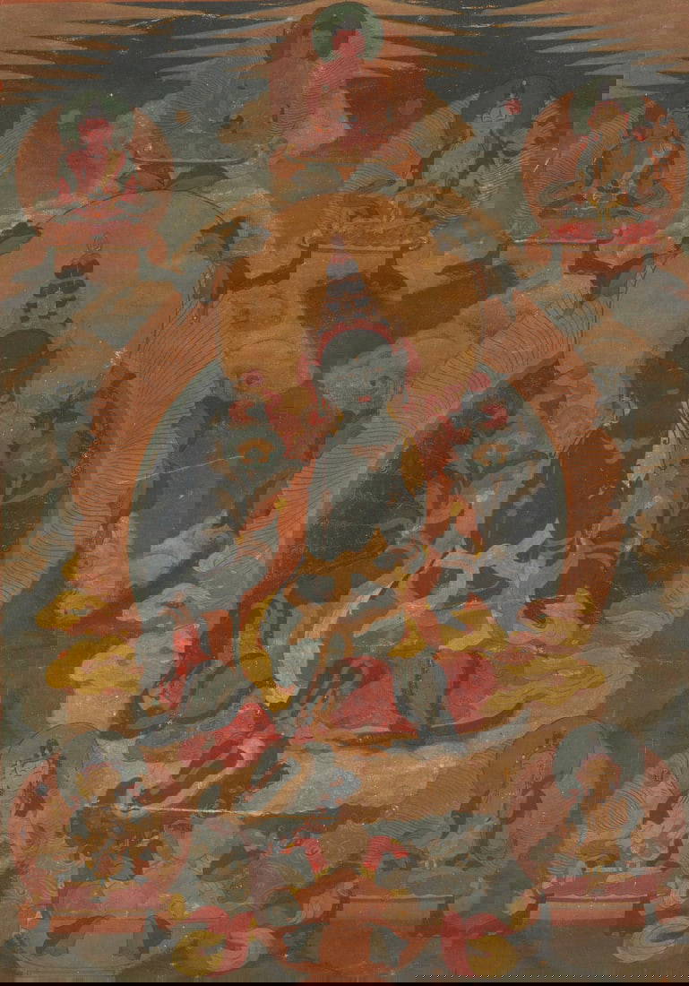 EIN THANGKA MIT DER DARSTELLUNG DER GRUENEN TARA