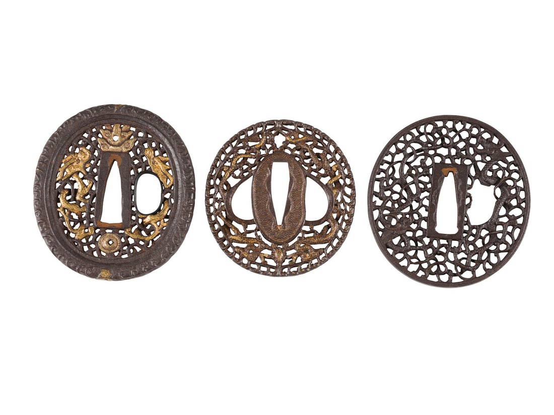 DREI NANBAN-TSUBA AUS EISEN