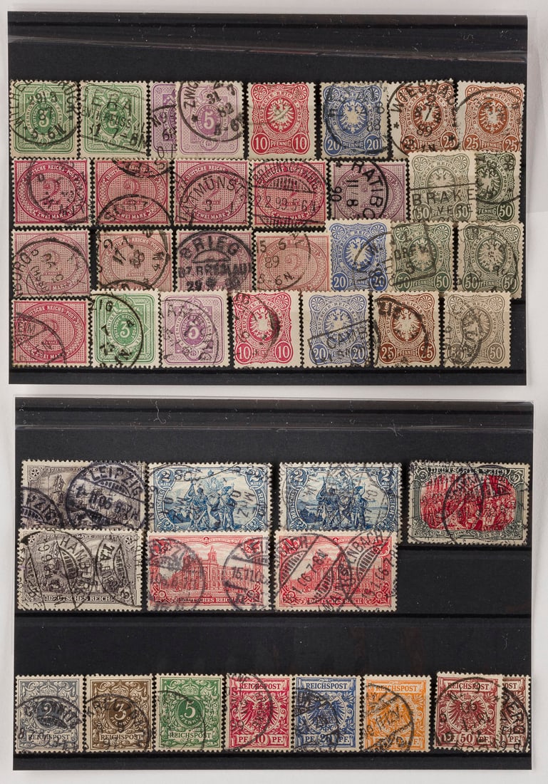 DEUTSCHES REICH: DEUTSCHES REICH Deutsche Reichspost Konvolut 45 diverse Marken Provenienz: Privatsammlung eines sächsischen Großindustriellen der 1920er Jahre.