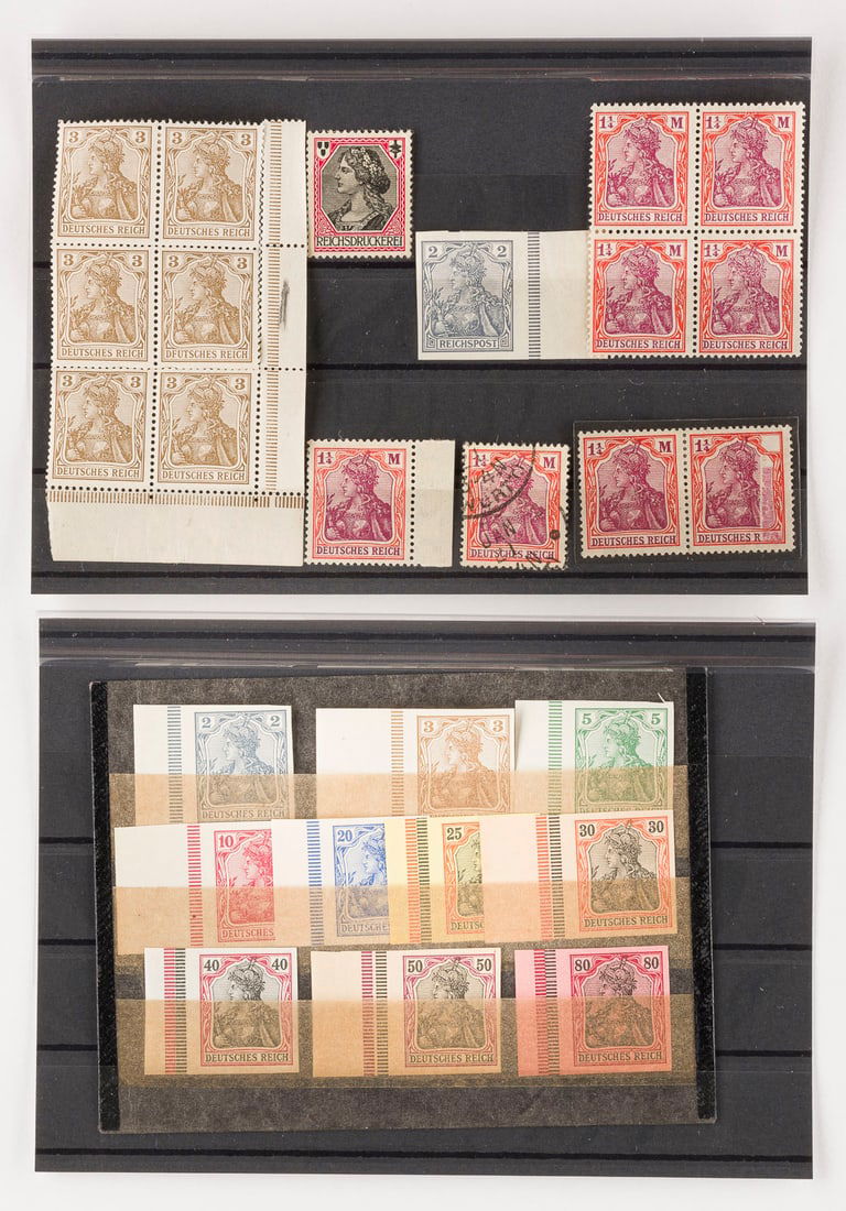DEUTSCHES REICH: DEUTSCHES REICH Deutsche Reichspost Konvolut 26 diverse Marken: selten! Provenienz: Privatsammlung eines sächsischen Großindustriellen der 1920er Jahre.