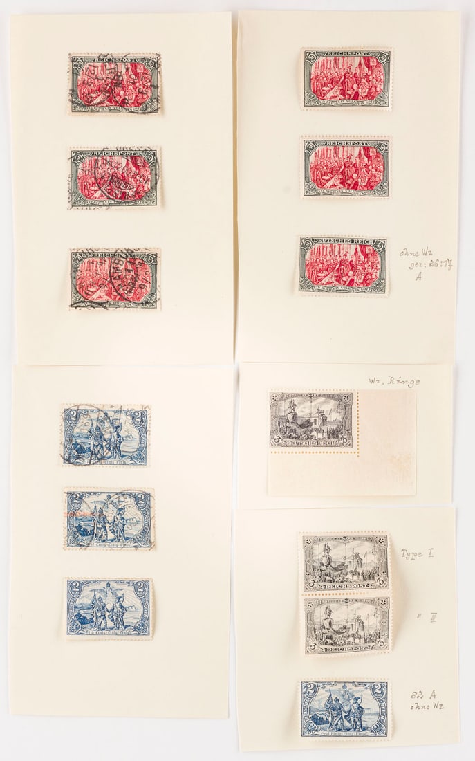 DEUTSCHES REICH: DEUTSCHES REICH Deutsche Reichspost Konvolut 13 Marken: Nord und Süd; Enthüllung des Denkmals Kaiser Wilhelm I; Reichsgründungsgedenkfeier. Provenienz: Privatsammlung eines sächsischen