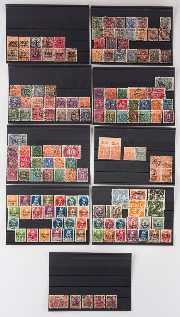 DEUTSCHES REICH: DEUTSCHES REICH Deutsche Reichspost Konvolut 150 diverse Marken. Provenienz: Privatsammlung eines sächsischen Großindustriellen der 1920er Jahre.