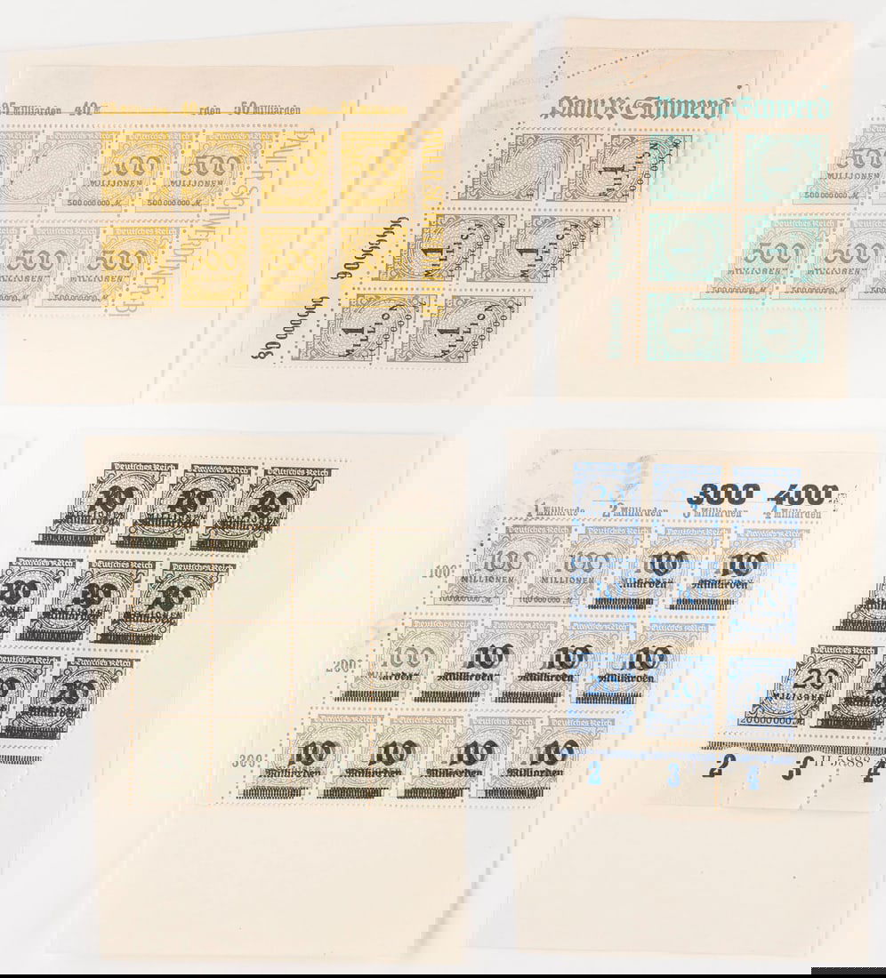 DEUTSCHES REICH: DEUTSCHES REICH Deutsche Reichspost Konvolut 35 diverse Marken: Fehldrucke, Plattenfehler, ohne Aufdrucke. Selten! Provenienz: Privatsammlung eines sächsischen Großindustriellen der 1920er Jahre.