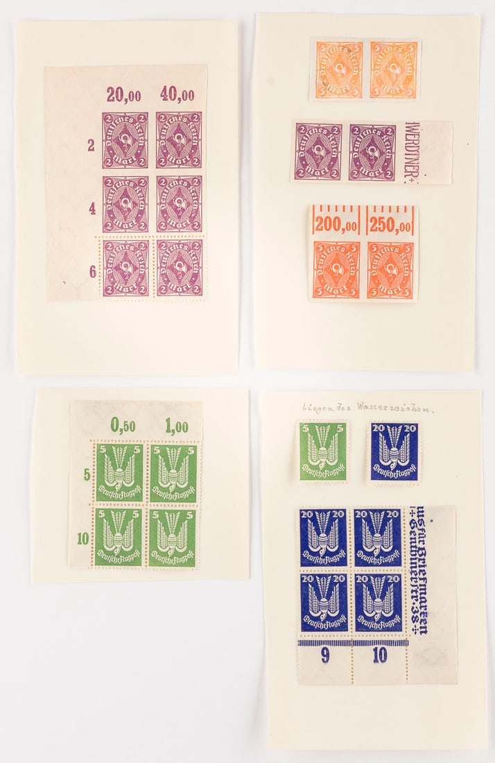 DEUTSCHES REICH: DEUTSCHES REICH Deutsche Reichspost Konvolut 22 diverse Marken: Ungezähnt/gezähnt, Randstücke etc. Selten! Provenienz: Privatsammlung eines sächsischen Großindustriellen der 1920er Jahre.
