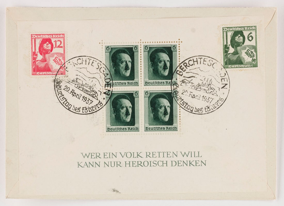 DEUTSCHES REICH: DEUTSCHES REICH Deutsche Reichspost 1937 - Nicht katalogisierte Blockverwendung auf Einschreibebrief. Attraktiver, vollständig erhaltener Einschreibebrief vom 20. April 1937 aus Berchtesgaden,