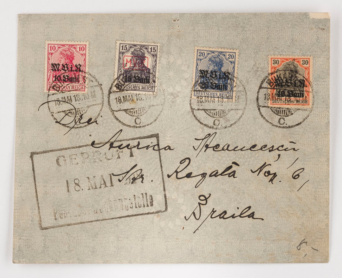 DEUTSCHE BESETZUNGSAUSGABEN: DEUTSCHE BESETZUNGSAUSGABEN Militärverwaltung in Rumänien (1) Konvolut 59 Marken Militärverwaltung Rumänien, teilweise Briefausschnitte, verschiedene Frankaturen. (2) Weiterhin ein Brief aus Bukar