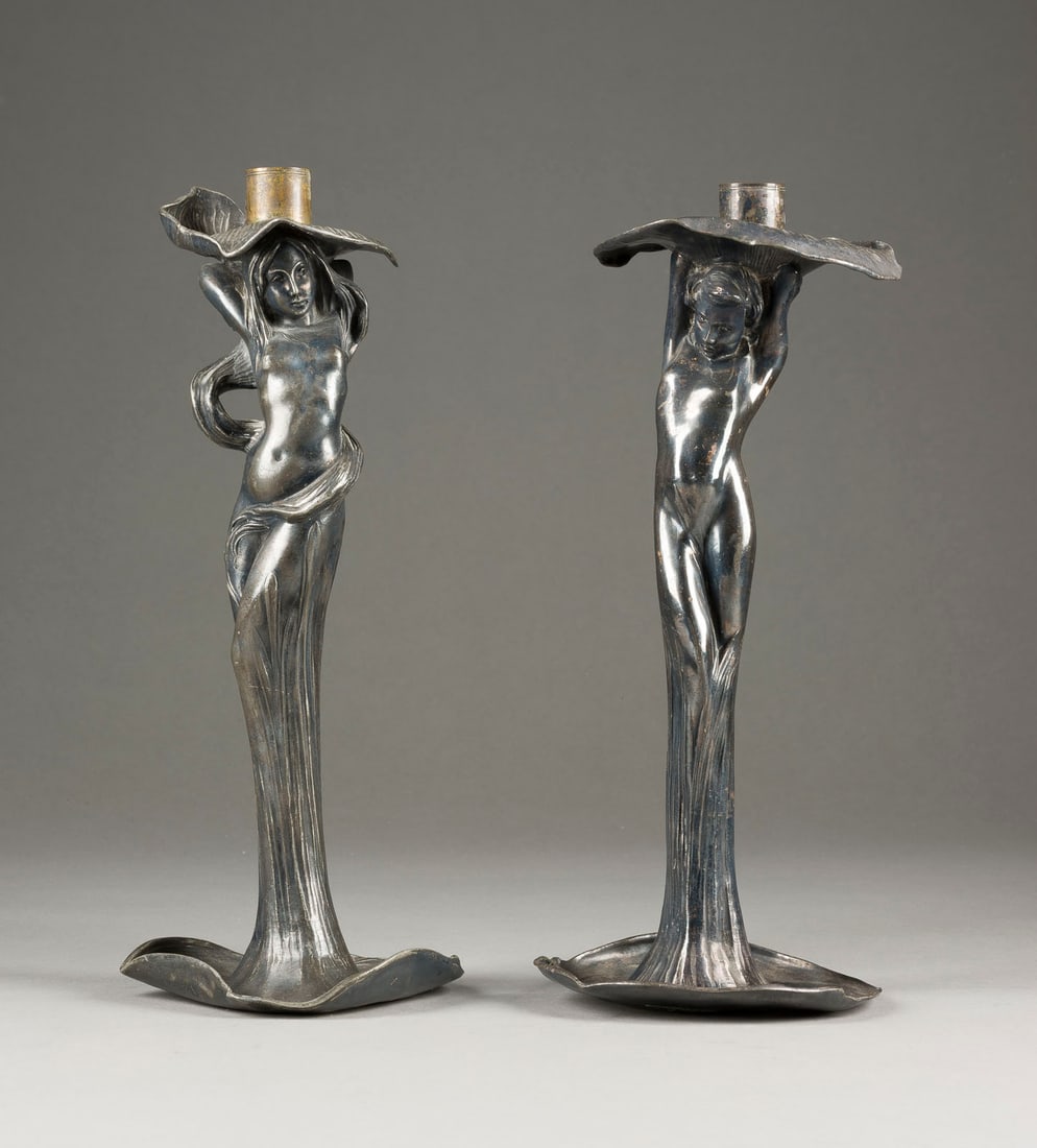 | PAAR FIGÜRLICHE JUGENDSTIL-LEUCHTER (1 of 1)