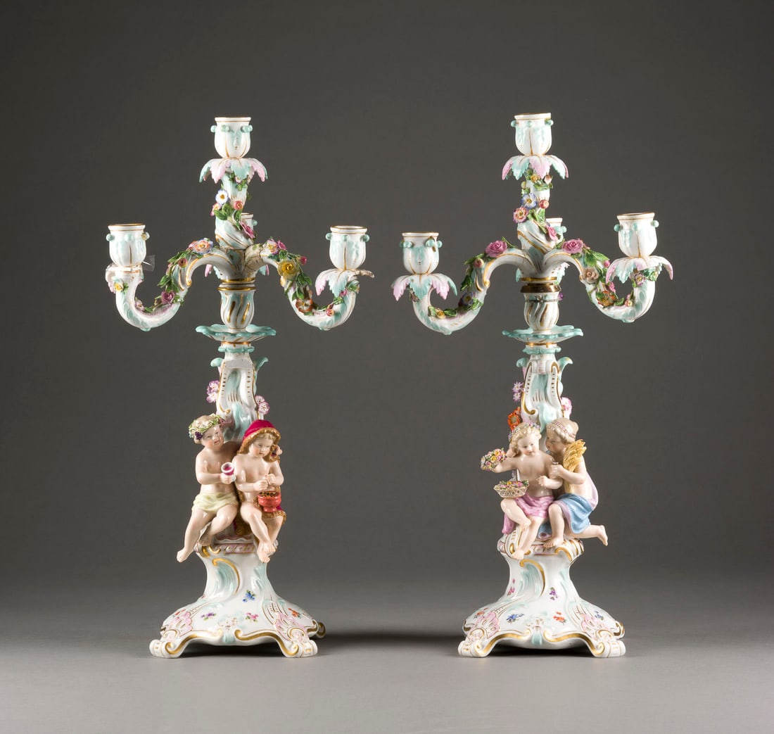 ERNST AUGUST LEUTERITZ | PAAR KERZENLEUCHTER ALLEGORIE DER (1 of 1)