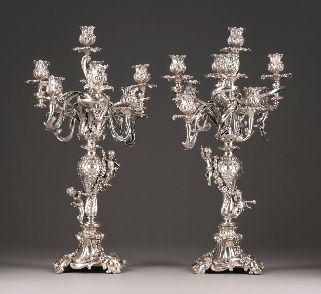 | SEHR GROSSES NEUNFLAMMIGES GIRANDOLEN-PAAR MIT PUTTEN (1 of 1)