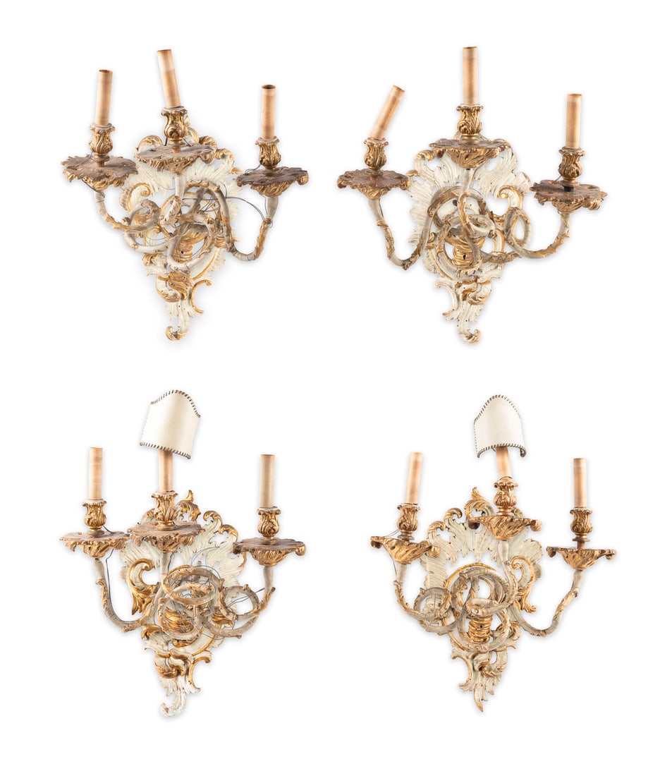 | KONVOLUT VON VIER ROKOKO WANDLEUCHTER UND -APPLIKEN (1 of 1)
