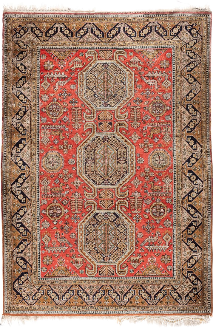 | GHOM SEIDE: GHOM SEIDE Persien, 2. H. 20. Jh. 160 x 111 cm. Gebrauchsspuren.GHOM SEIDE Persien, 2. H. 20. Jh.