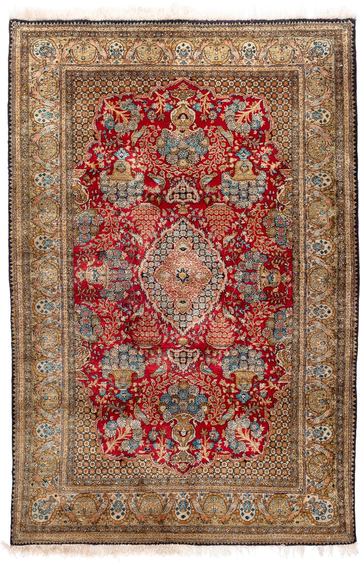 | GHOM SEIDE: GHOM SEIDE Persien, um 1960 159 x 106 cm. Leichte Gebrauchsspuren.GHOM SEIDE Persien, um 1960