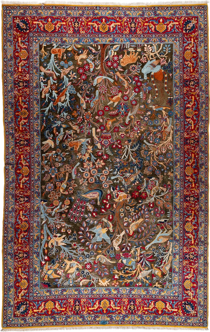 | TEHERAN: TEHERAN Persien, Ende 20. Jh. Mit ca. 30 % Seidenanteil. 314 x 200 cm. Signiert. Leichte Anschmutzungen.TEHERAN Persien, Ende 20. Jh.