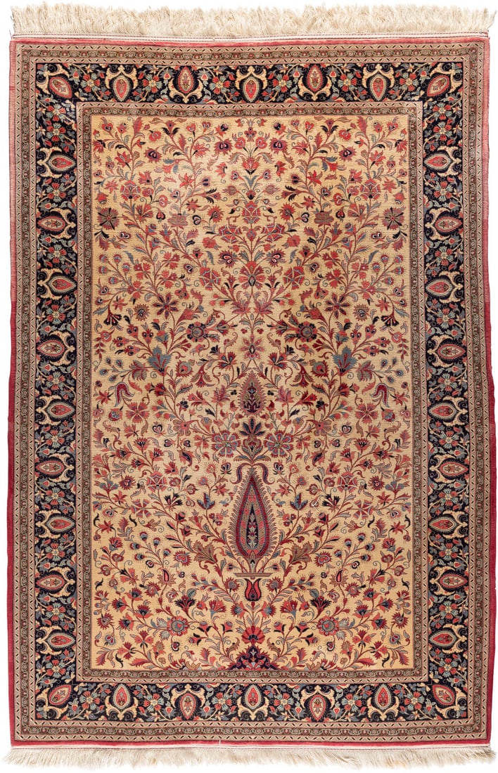| GHOM KORK: GHOM KORK Persien, 2. H. 20. Jh. 209 x 142 cm. Leichter Abrash a. d. roten Außenbordüre.GHOM KORK Persien, 2. H. 20. Jh.